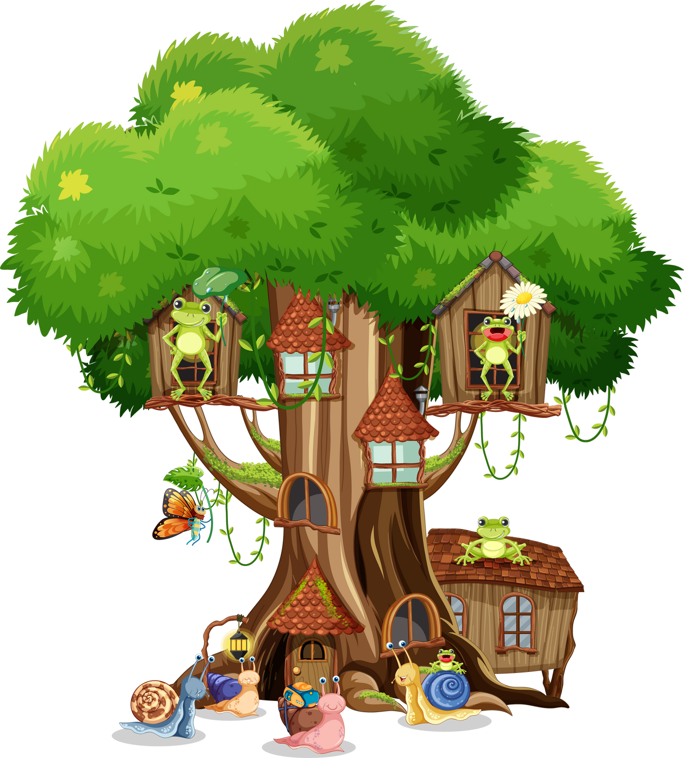 Happy Insect Cartoon at Fairy Tree House